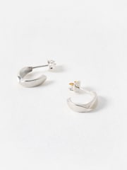 Oliver Bonas Silver Tone Marlowe Faceted Sterling Huggie Earrings - Image 1 of 5