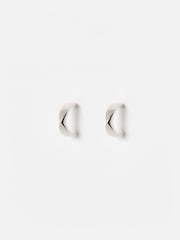 Oliver Bonas Silver Tone Marlowe Faceted Sterling Huggie Earrings - Image 2 of 5