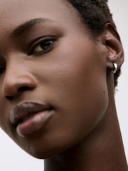 Oliver Bonas Silver Tone Marlowe Faceted Sterling Huggie Earrings - Image 5 of 5
