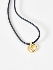 Oliver Bonas Gold Tone Juno Double Loop and Knot Pendant Necklace - Image 1 of 4