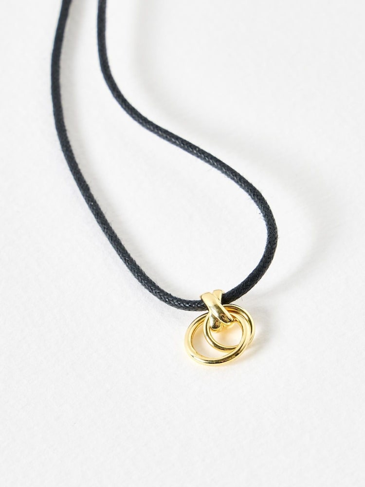 Oliver Bonas Gold Tone Juno Double Loop and Knot Pendant Necklace - Image 1 of 4
