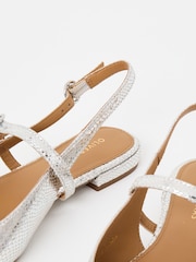 Oliver Bonas Silver Mary Jane Metallic Leather Slingbacks - Image 3 of 7