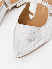 Oliver Bonas Silver Mary Jane Metallic Leather Slingbacks - Image 4 of 7