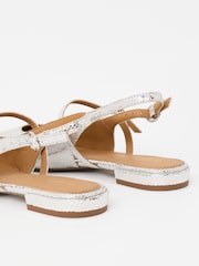 Oliver Bonas Silver Mary Jane Metallic Leather Slingbacks - Image 5 of 7