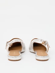 Oliver Bonas Silver Mary Jane Metallic Leather Slingbacks - Image 6 of 7