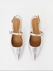 Oliver Bonas Silver Mary Jane Metallic Leather Slingbacks - Image 7 of 7