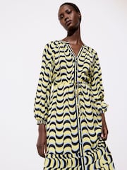 Oliver Bonas Yellow Wave Geometric Maxi Dress - Image 1 of 9
