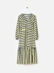 Oliver Bonas Yellow Wave Geometric Maxi Dress - Image 4 of 9