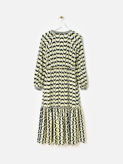 Oliver Bonas Yellow Wave Geometric Maxi Dress - Image 5 of 9