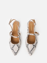 Oliver Bonas Black Mary Jane Snake Print Leather Slingbacks Shoes - Image 1 of 6
