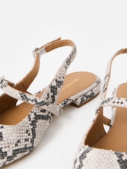 Oliver Bonas Black Mary Jane Snake Print Leather Slingbacks Shoes - Image 2 of 6