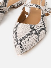 Oliver Bonas Black Mary Jane Snake Print Leather Slingbacks Shoes - Image 3 of 6