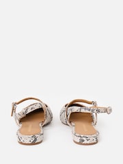 Oliver Bonas Black Mary Jane Snake Print Leather Slingbacks Shoes - Image 5 of 6