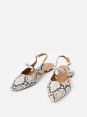 Oliver Bonas Black Mary Jane Snake Print Leather Slingbacks Shoes - Image 6 of 6