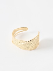 Oliver Bonas Gold Tone Vera Cross Over Textured Cuff Bangle - Image 1 of 4
