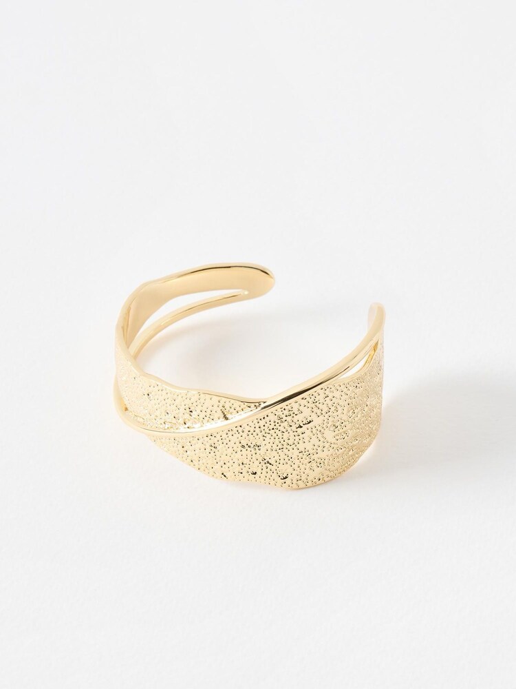 Oliver Bonas Gold Tone Vera Cross Over Textured Cuff Bangle - Image 1 of 4