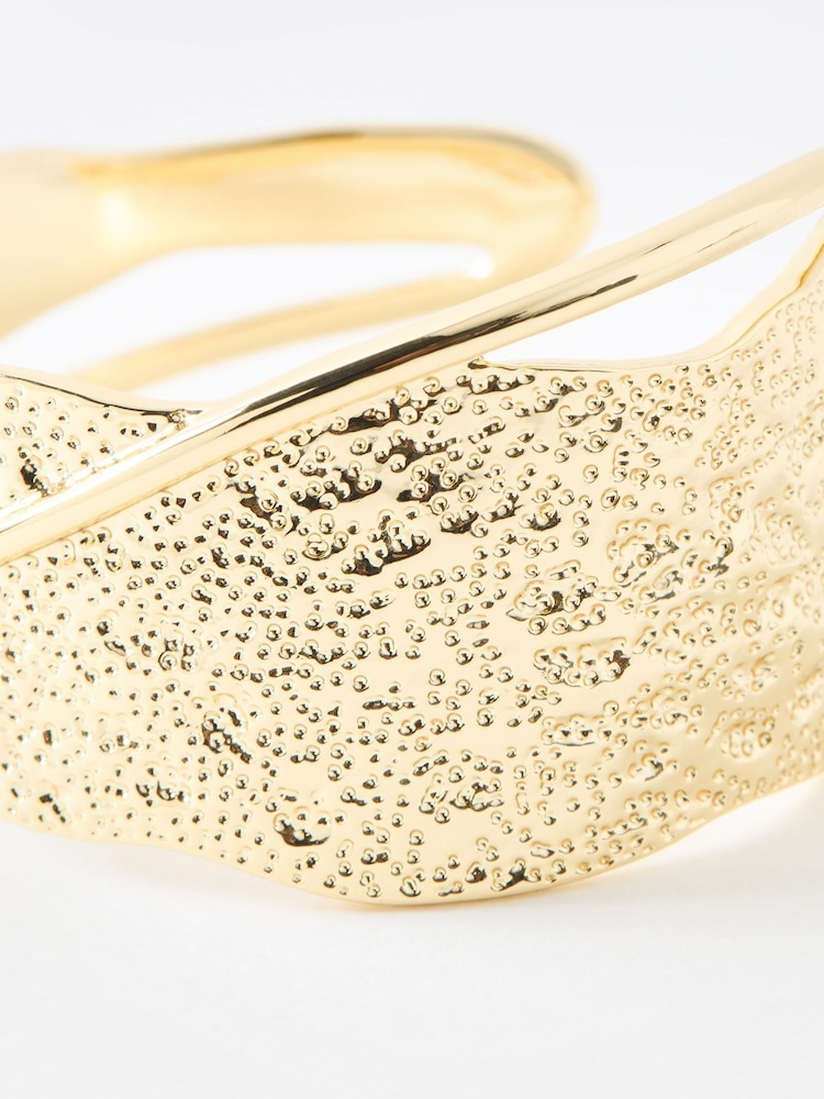 Oliver Bonas Gold Tone Vera Cross Over Textured Cuff Bangle - Image 2 of 4