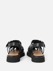 Oliver Bonas Black Leather Weave Fisherman Sandals - Image 4 of 7