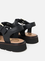 Oliver Bonas Black Leather Weave Fisherman Sandals - Image 6 of 7