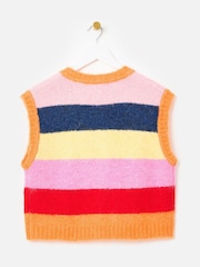 Oliver Bonas Pink Striped Fluffy Button Up Knitted Waistcoat - Image 3 of 7