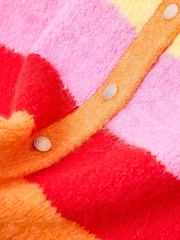 Oliver Bonas Pink Striped Fluffy Button Up Knitted Waistcoat - Image 7 of 7