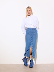 Oliver Bonas Blue Denim Midi Skirt - Image 1 of 7