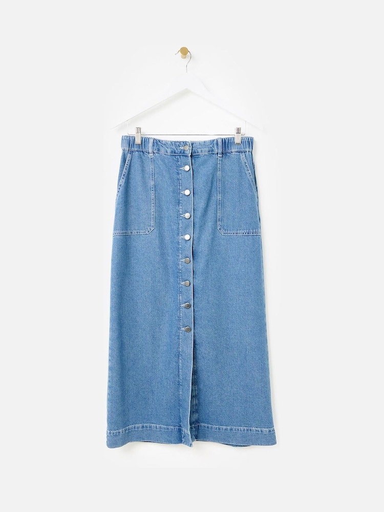 Oliver Bonas Blue Denim Midi Skirt - Image 2 of 7
