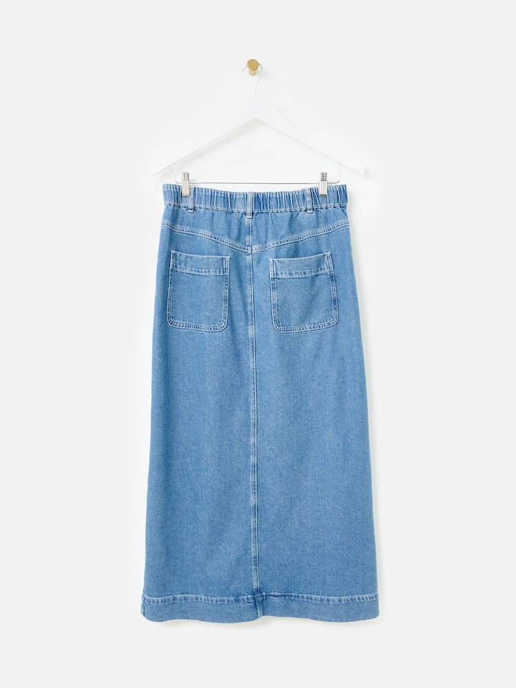 Oliver Bonas Blue Denim Midi Skirt - Image 3 of 7