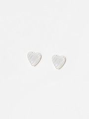 Oliver Bonas Silver Tone Veda Wavy Lines Heart Stud Earrings - Image 2 of 5