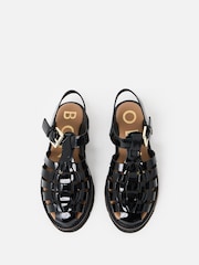 Oliver Bonas Black Patent Weave Fisherman Sandals - Image 3 of 7