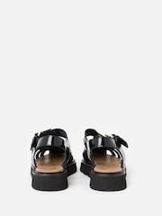 Oliver Bonas Black Patent Weave Fisherman Sandals - Image 4 of 7