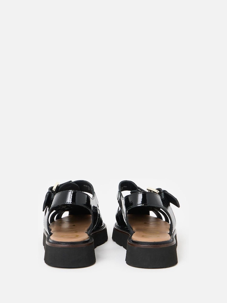 Oliver Bonas Black Patent Weave Fisherman Sandals - Image 4 of 7