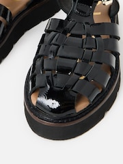 Oliver Bonas Black Patent Weave Fisherman Sandals - Image 6 of 7