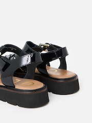 Oliver Bonas Black Patent Weave Fisherman Sandals - Image 7 of 7