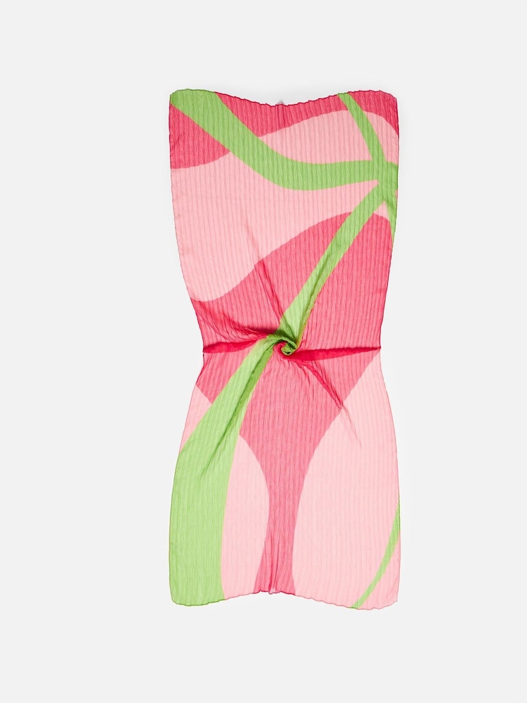 Oliver Bonas Pink Abstract Pleated Lightweight Scarf - Image 2 of 5