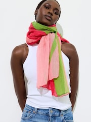 Oliver Bonas Pink Abstract Pleated Lightweight Scarf - Image 3 of 5