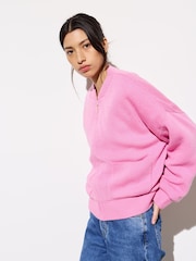 Oliver Bonas Pink Reversible Knitted Bomber Jacket - Image 1 of 9