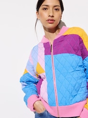 Oliver Bonas Pink Reversible Knitted Bomber Jacket - Image 3 of 9