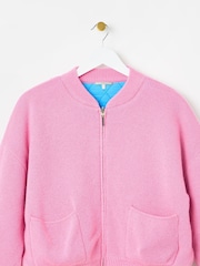 Oliver Bonas Pink Reversible Knitted Bomber Jacket - Image 8 of 9