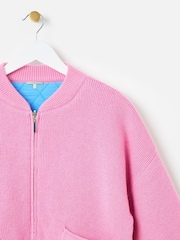 Oliver Bonas Pink Reversible Knitted Bomber Jacket - Image 9 of 9