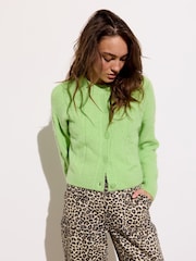 Oliver Bonas Green Cable Knitted Cardigan - Image 1 of 7