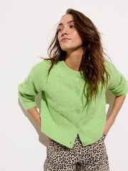 Oliver Bonas Green Cable Knitted Cardigan - Image 2 of 7