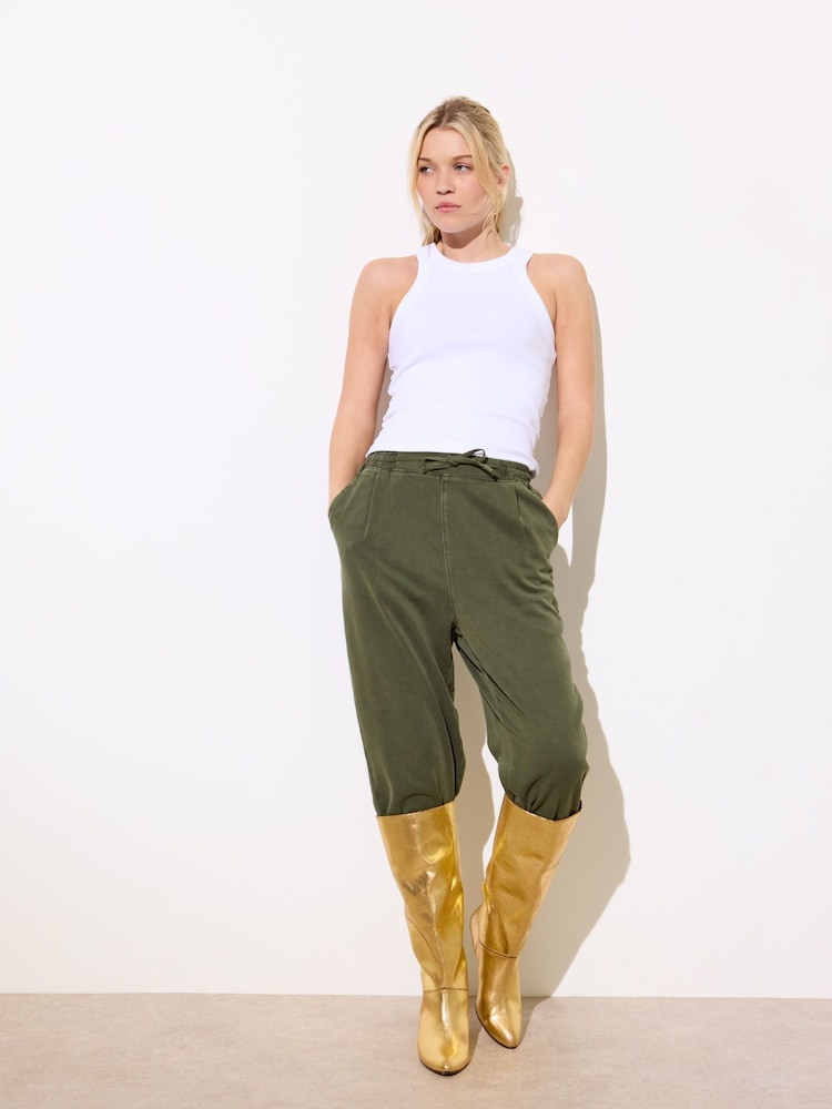 Oliver Bonas Green Denim Jogging Trousers - Image 2 of 7 Oliver Bonas Green Denim Jogging Trousers - Image 2 of 7