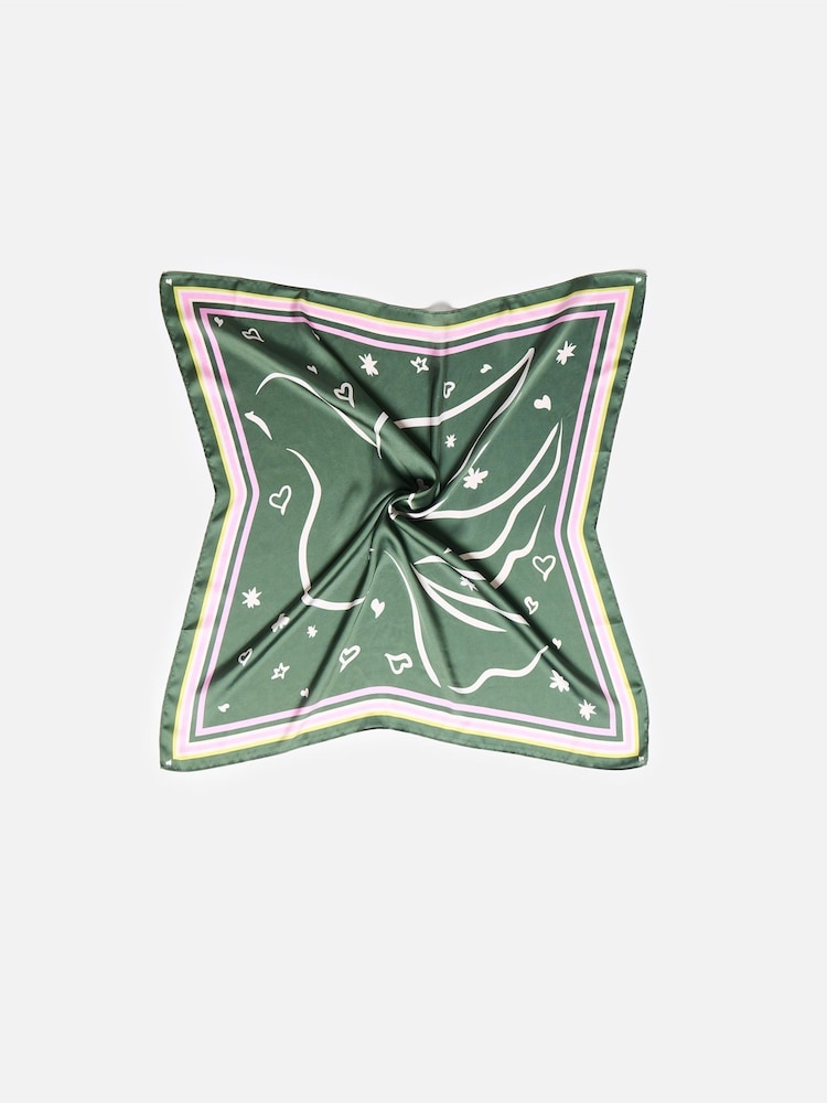 Oliver Bonas Green Bird Square Scarf - Image 2 of 5 Oliver Bonas Green Bird Square Scarf - Image 2 of 5