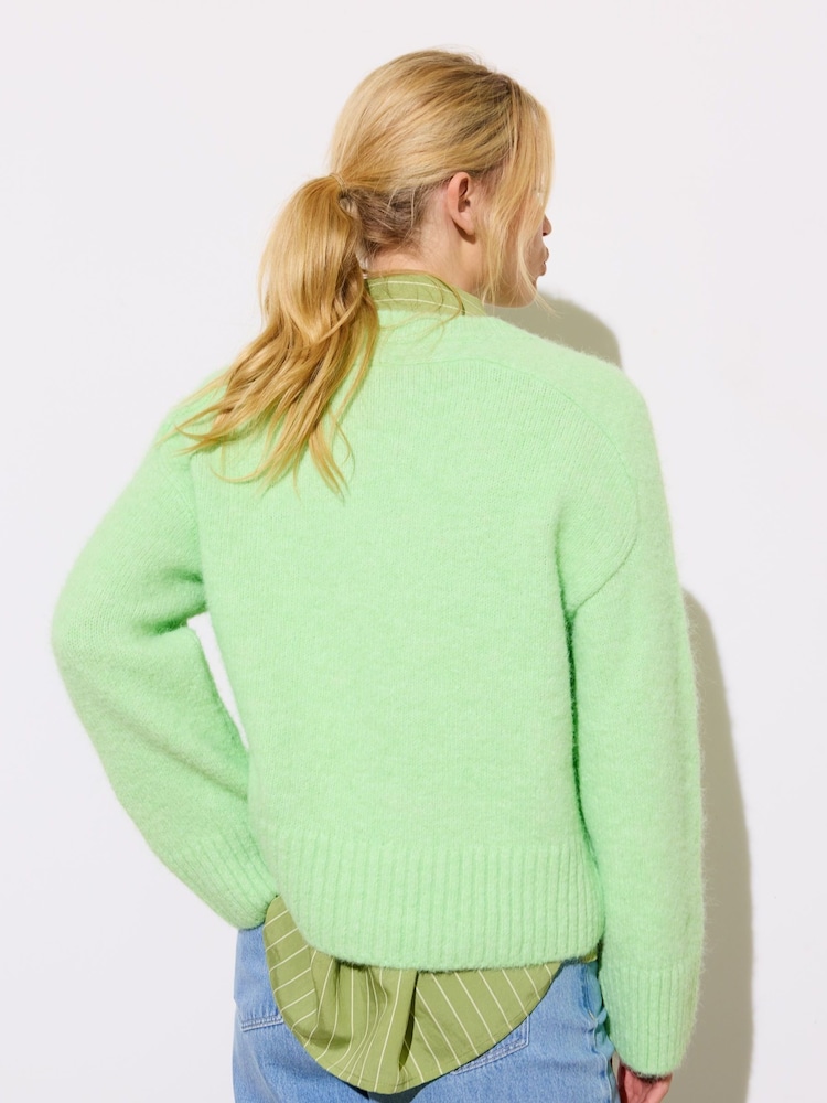 Oliver Bonas Green V-Neck Knitted Jumper - Image 2 of 9