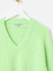 Oliver Bonas Green V-Neck Knitted Jumper - Image 6 of 9
