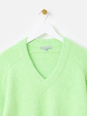 Oliver Bonas Green V-Neck Knitted Jumper - Image 8 of 9