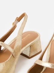 Oliver Bonas Gold Mary Jane Metallic Leather Heeled Slingbacks - Image 3 of 7