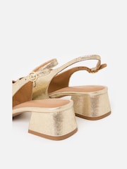 Oliver Bonas Gold Mary Jane Metallic Leather Heeled Slingbacks - Image 5 of 7