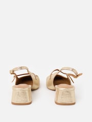 Oliver Bonas Gold Mary Jane Metallic Leather Heeled Slingbacks - Image 6 of 7